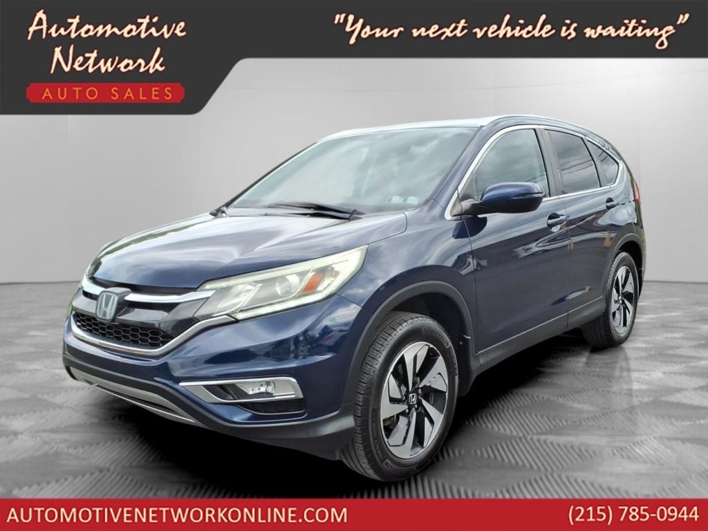 2015 Honda CR-V Touring in Blue — front three-quarter view
