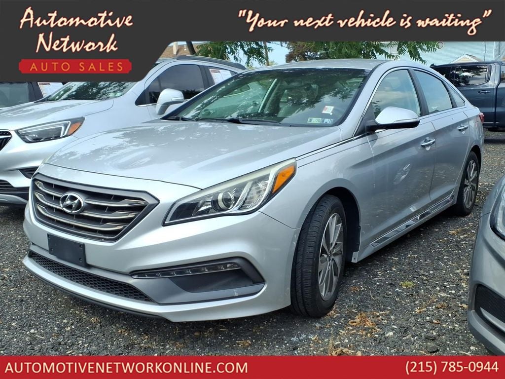 2015 Hyundai Sonata Sport in Symphony Silver — front three-quarter view