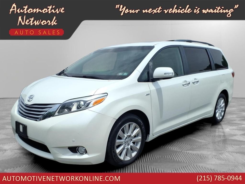 2017 Toyota Sienna Limited Premium 7 Passenger in Blizzard Pearl — front three-quarter view