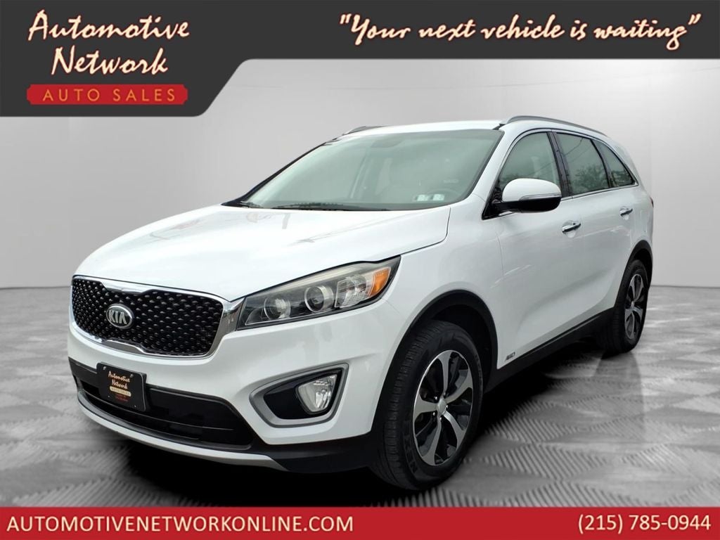 2016 Kia Sorento EX in Snow White Pearl — front three-quarter view