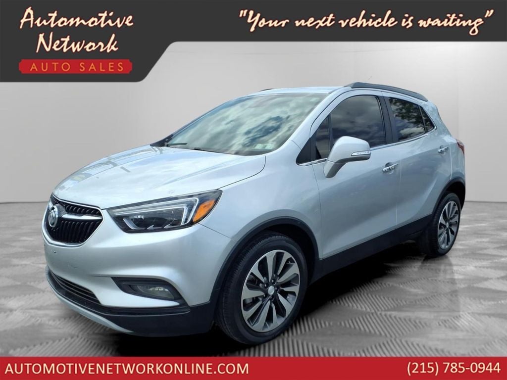 2018 Buick Encore Essence in Quicksilver Metallic — front three-quarter view