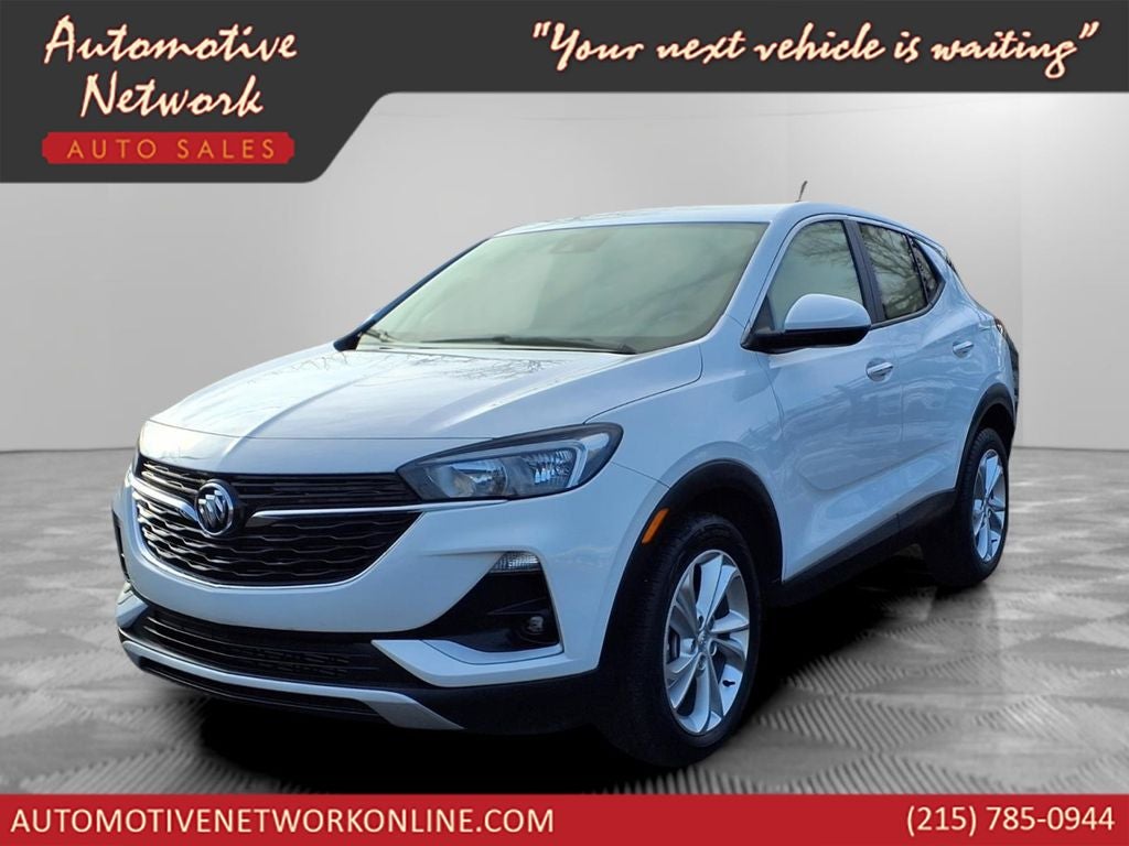 2021 Buick Encore GX Preferred in Summit White — front three-quarter view