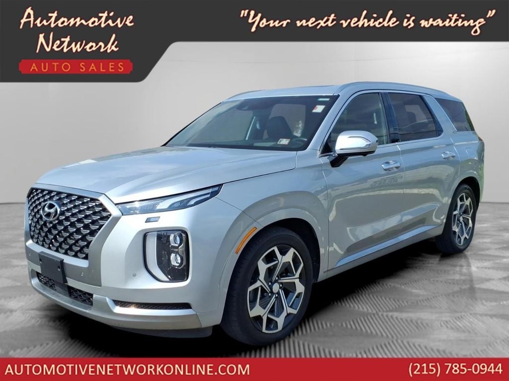 2022 Hyundai Palisade Calligraphy in Typhoon Silver — front three-quarter view